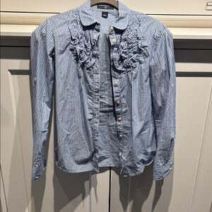 GAP Light Blue and White Striped Shirt